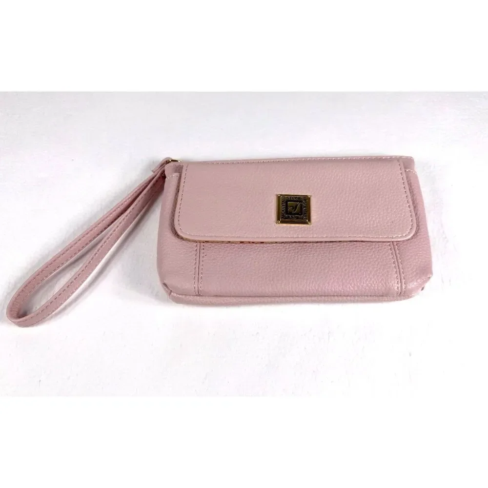 Stone Mountain Bonded Leather Clutch Wristlet Baby Pink Shade Leather
